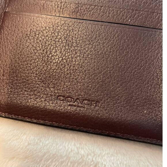 COACH F21371 Men's 3-In-1 Wallet with Baseball Stitch One Size Oxblood/Black - Picture 5 of 9